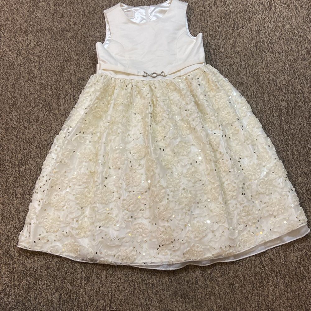 American Princess White and Cream A-Line Sleeveless Dress Size 8 - Picture 12 of 12